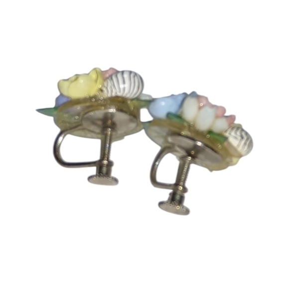 .👣4/$20.  Denton Bone China Clipon Earrings - Picture 5 of 6